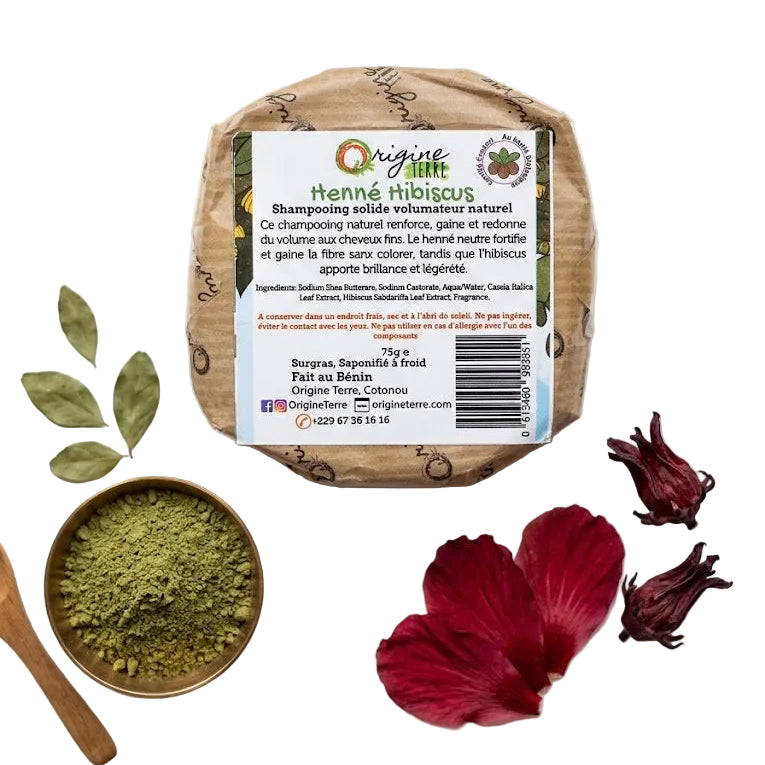 Shampooing Solide Henné Hibiscus - Origine Terre
